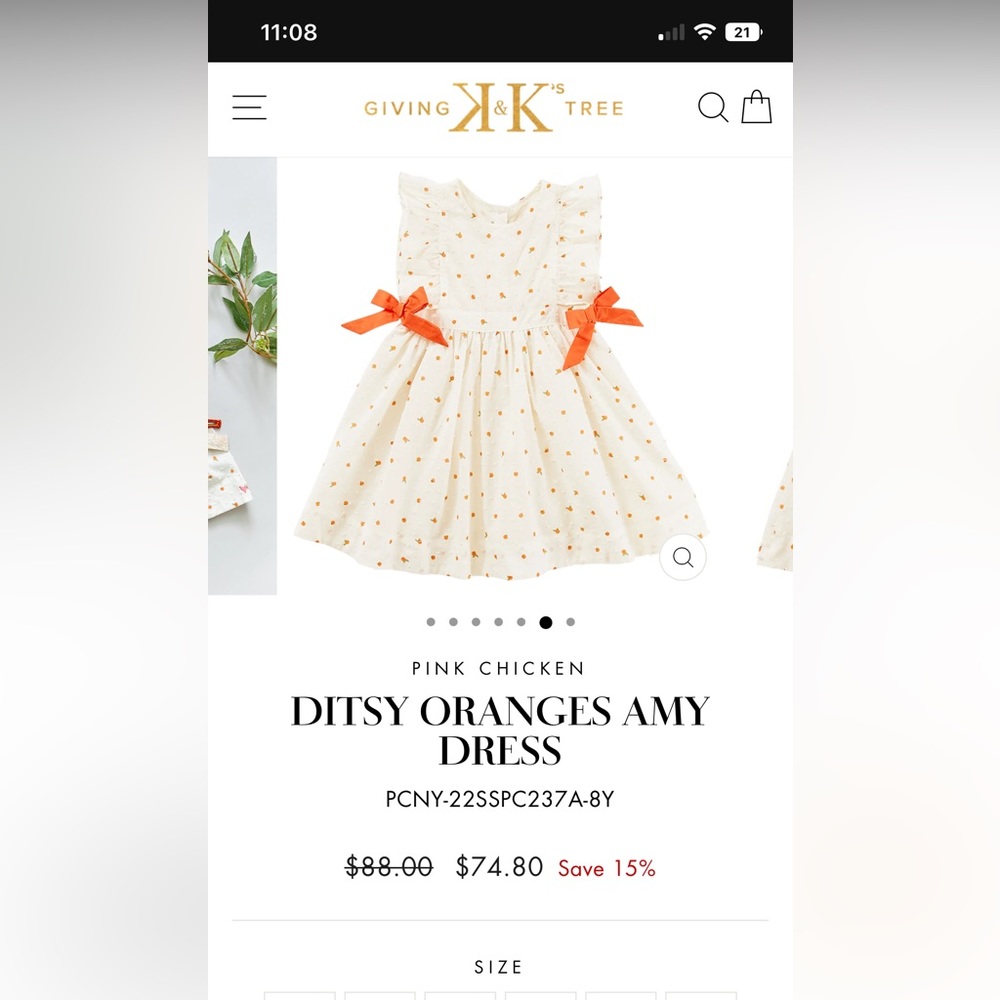 Beautiful Girl Summer Dress- White Dress with Oranges and bows on sides.
